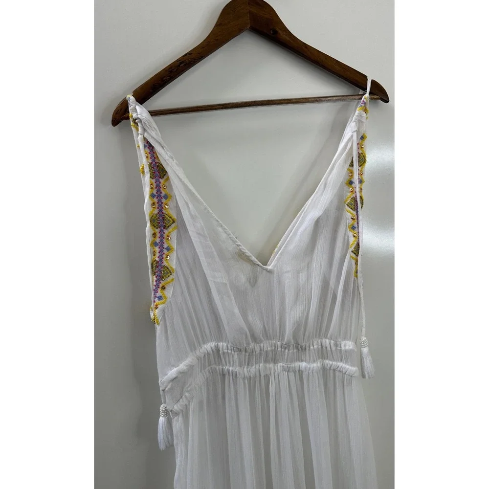 NEW Ramy Brook Sienna Embroidered Chiffon Swim Cover-Up Maxi Dress White XL $365 - Picture 15 of 16